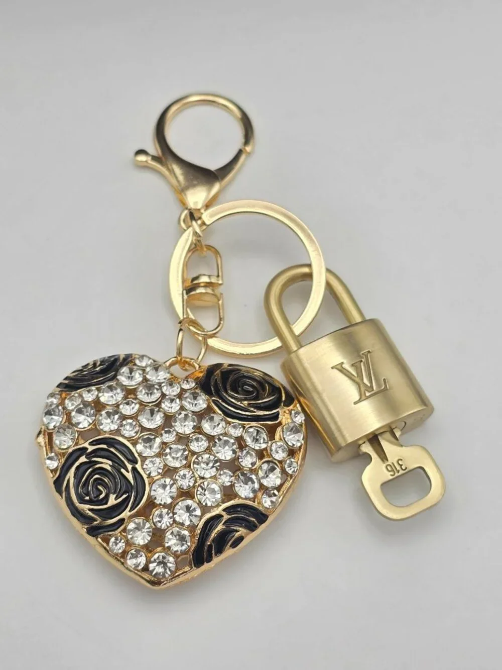 Authentic Louis Vuitton Gold Padlock 🔒 Key Set w/ Unbranded Heart Bag Charm